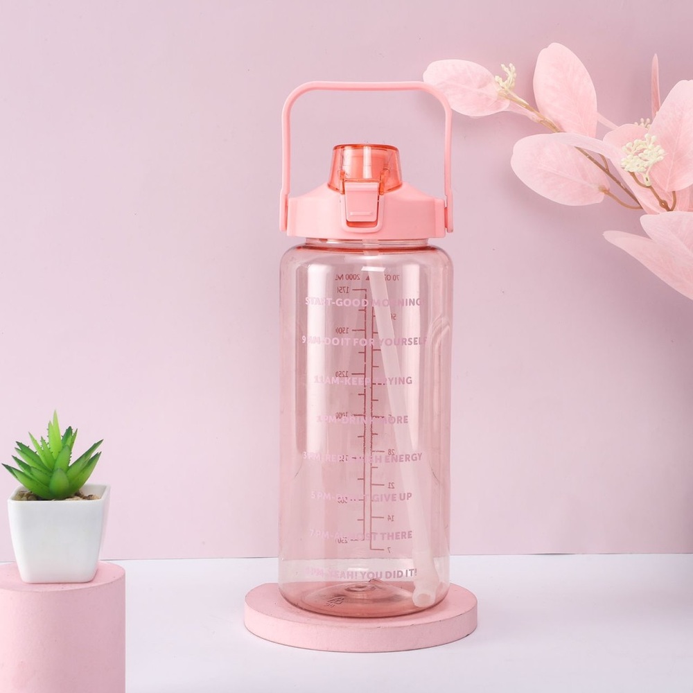 Colorful Clear Water Bottle With Straw, Summer Bottle.2L